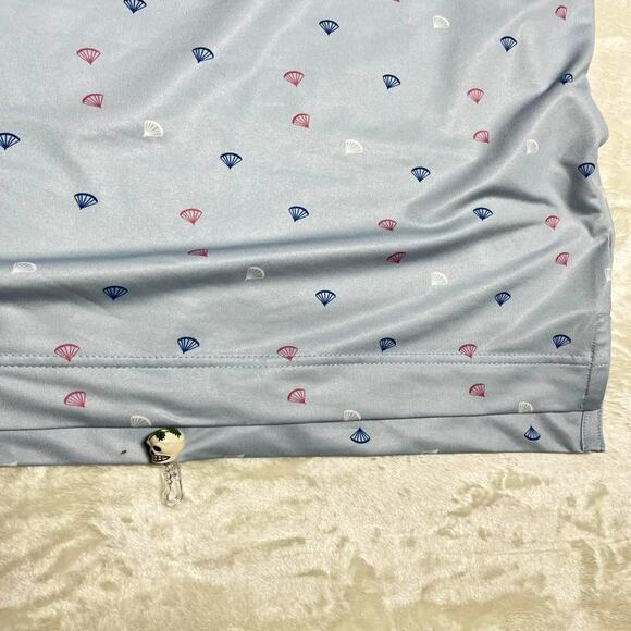 Footjoy Performance Golf Polo Men's L Geometric AOP Red White Steel Blue Stretch - Picture 8 of 9